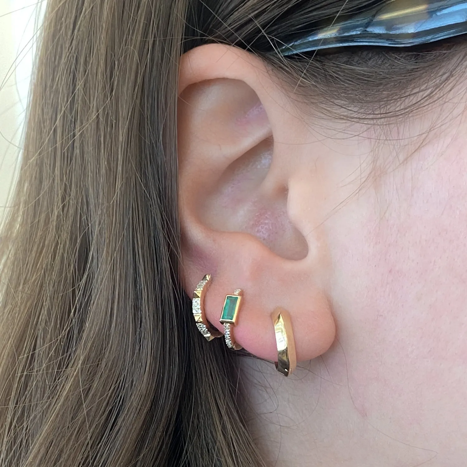 Spiked Pavé Huggie Hoops