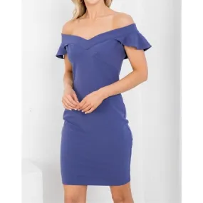 Steel Blue Flutter Sleeve Dress