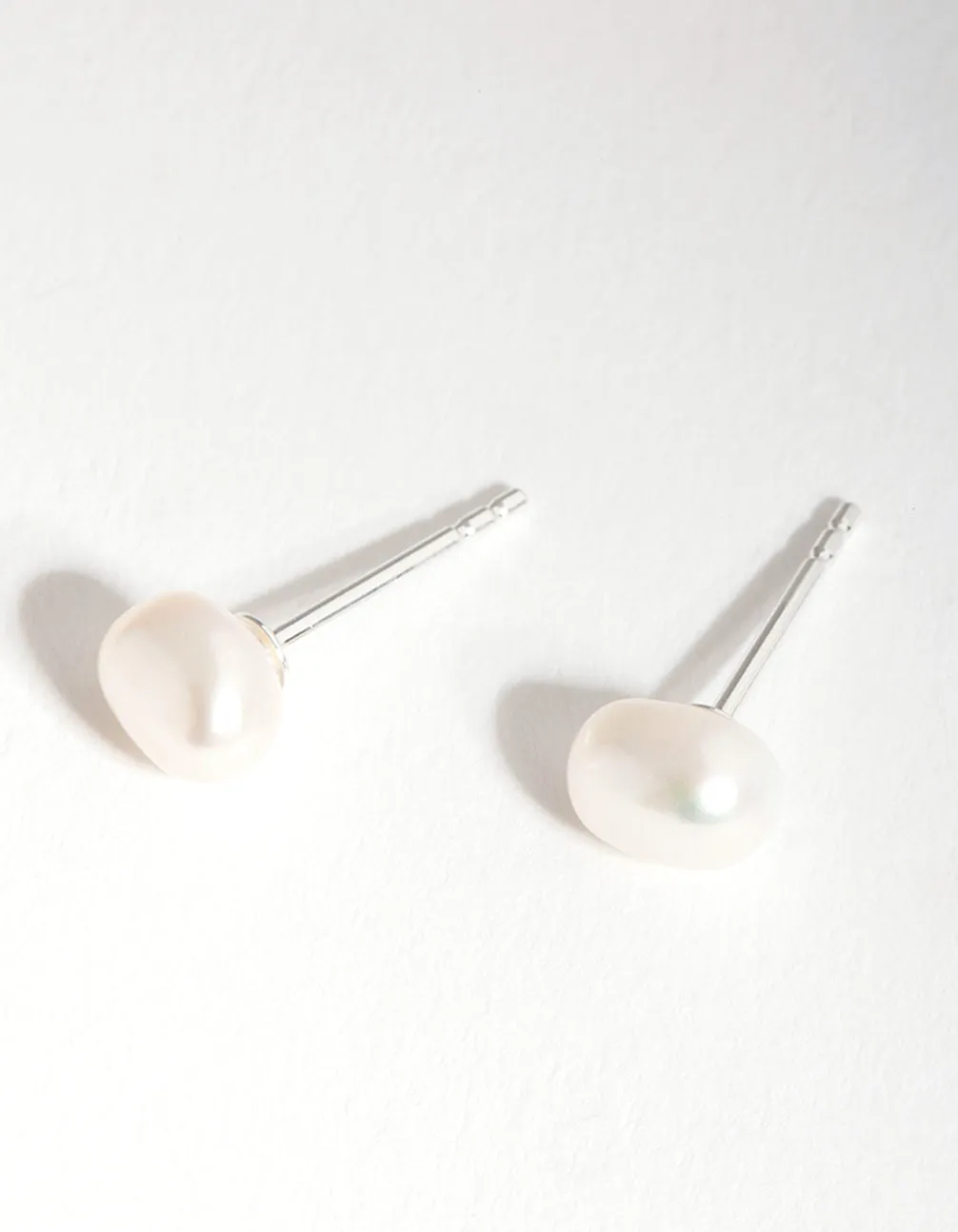 Sterling Siver Organic Freshwater Pearl Stud Earrings