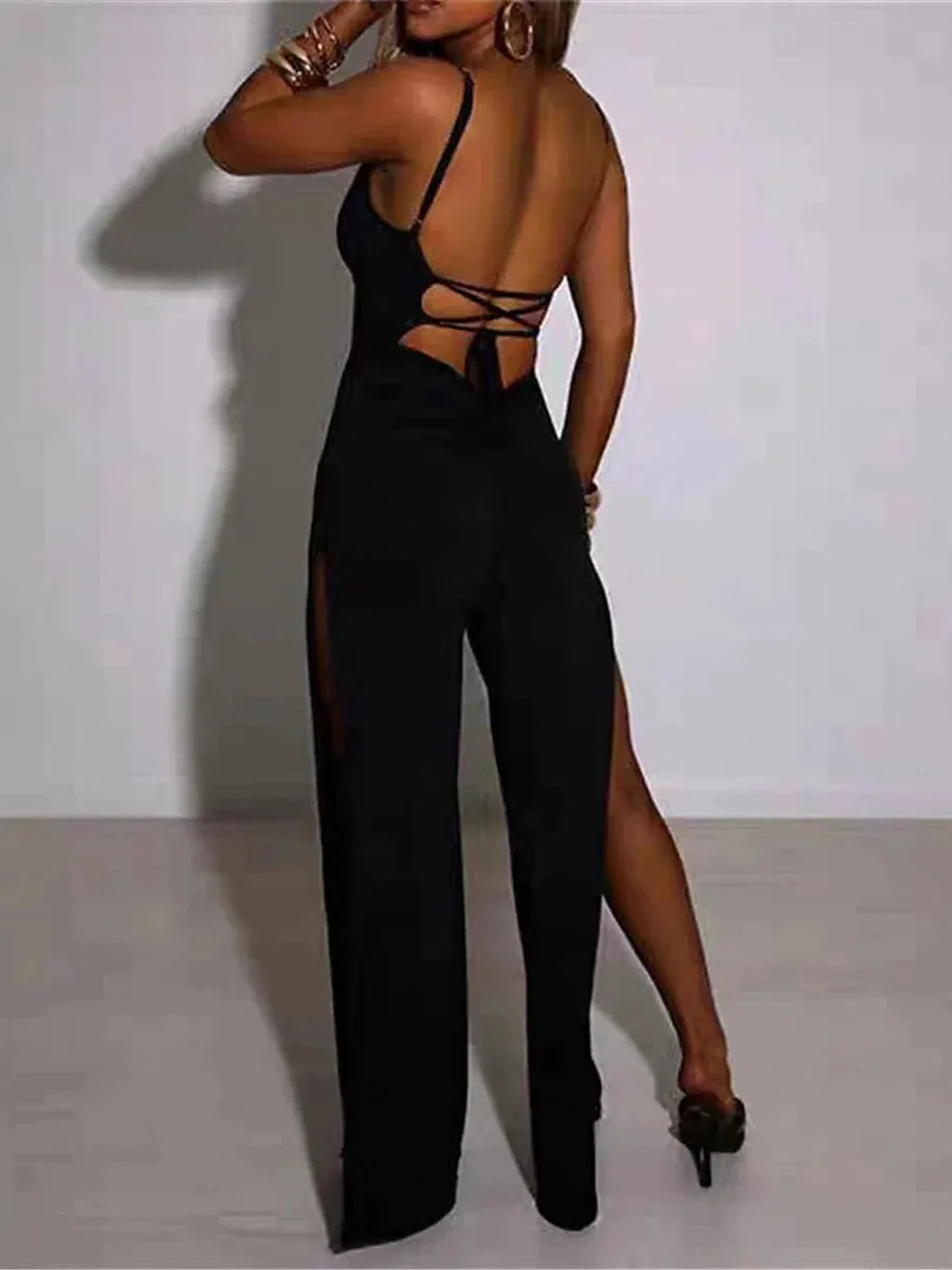 Stylish Women's Split High Waist Jumpsuit