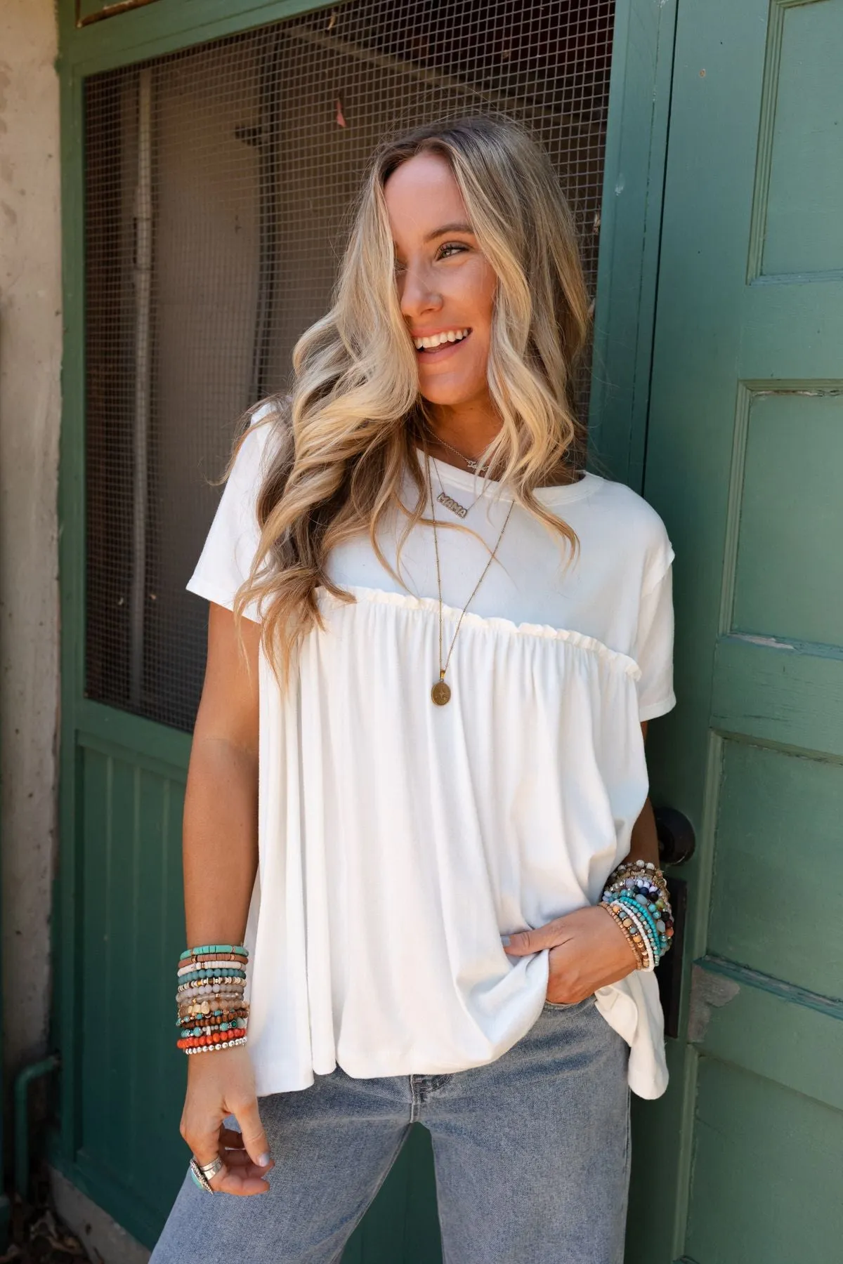 Sunday Morning Babydoll Top - White