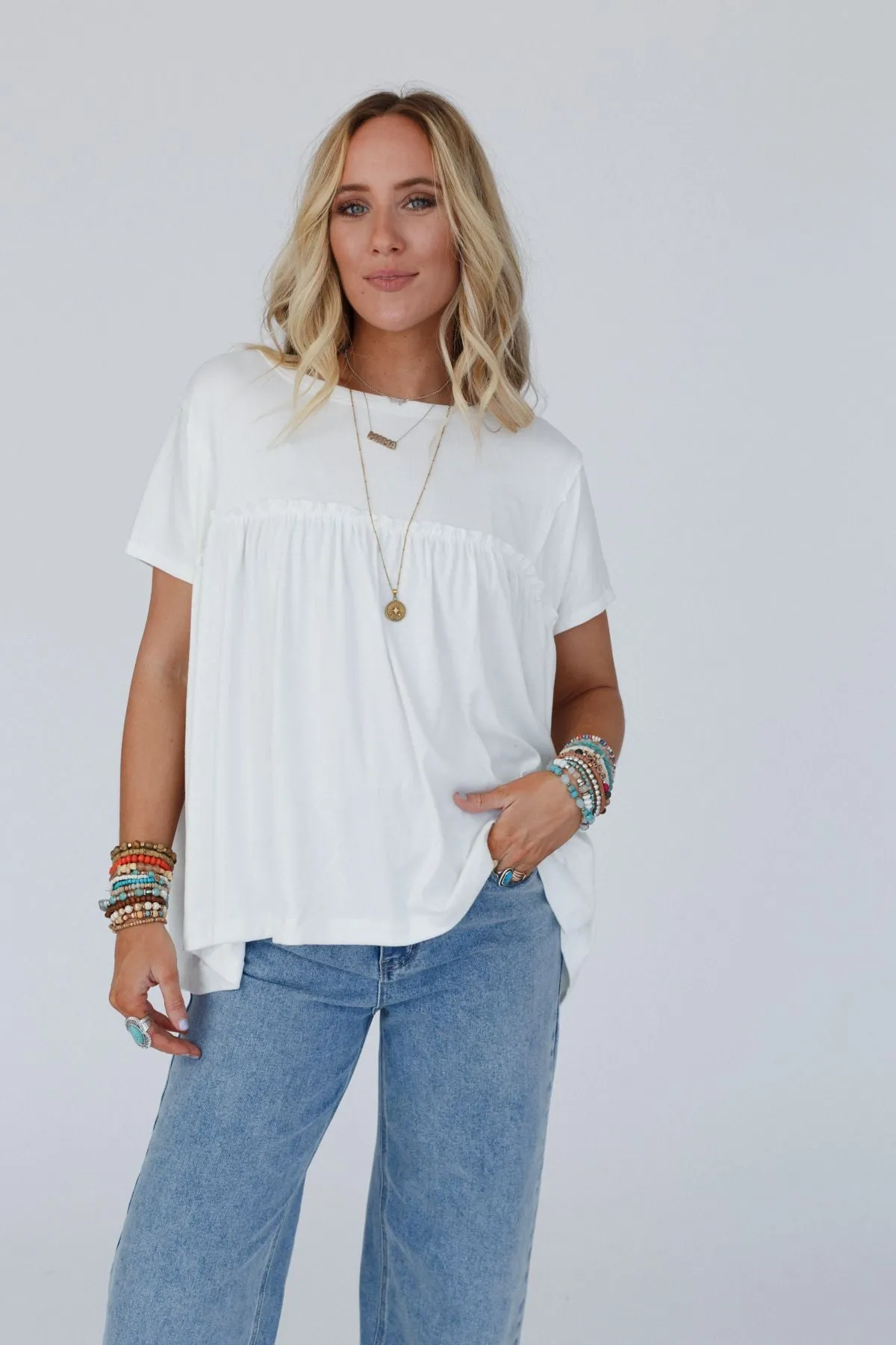 Sunday Morning Babydoll Top - White