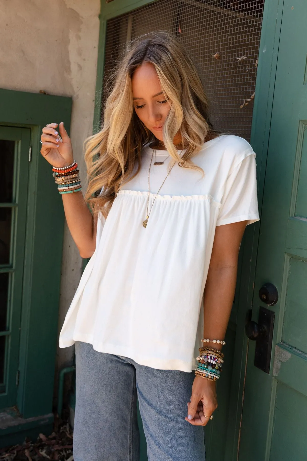 Sunday Morning Babydoll Top - White