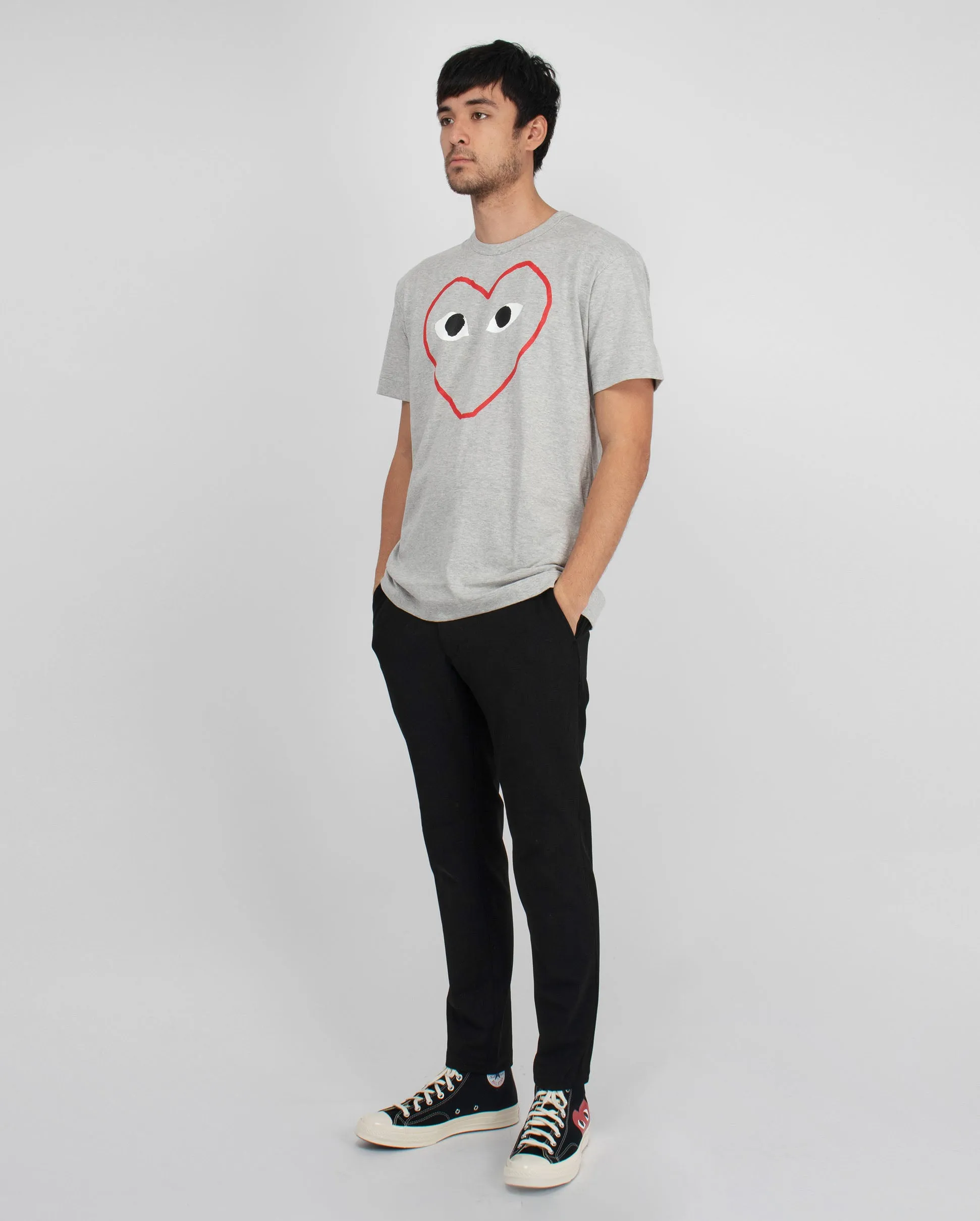 T266 HEART OUTLINE T-SHIRT / GREY