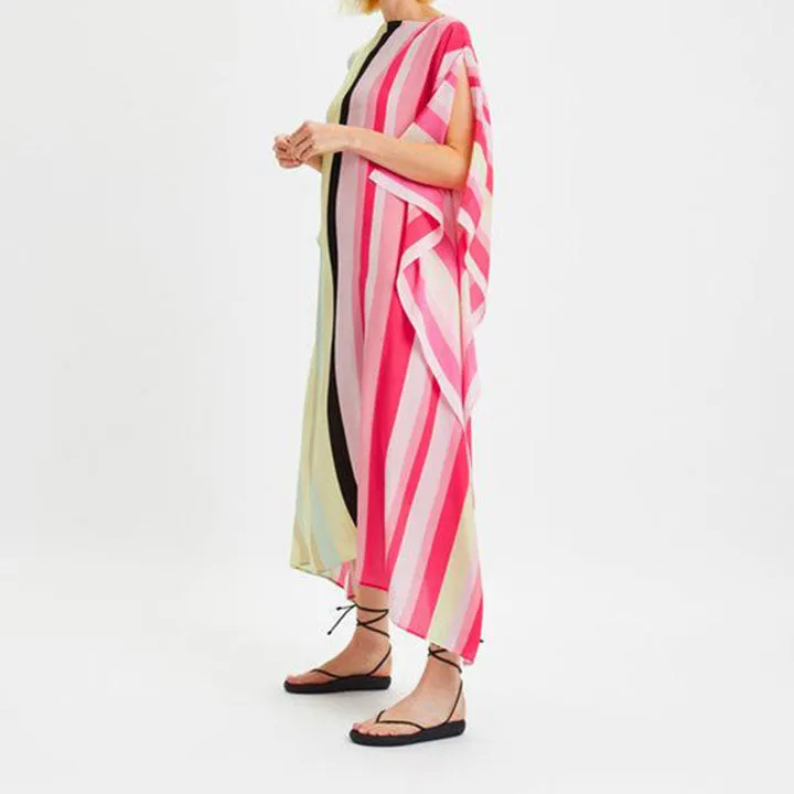 Timeless Glamour Geometric Stripes Silk Womens Kaftan KAF0040