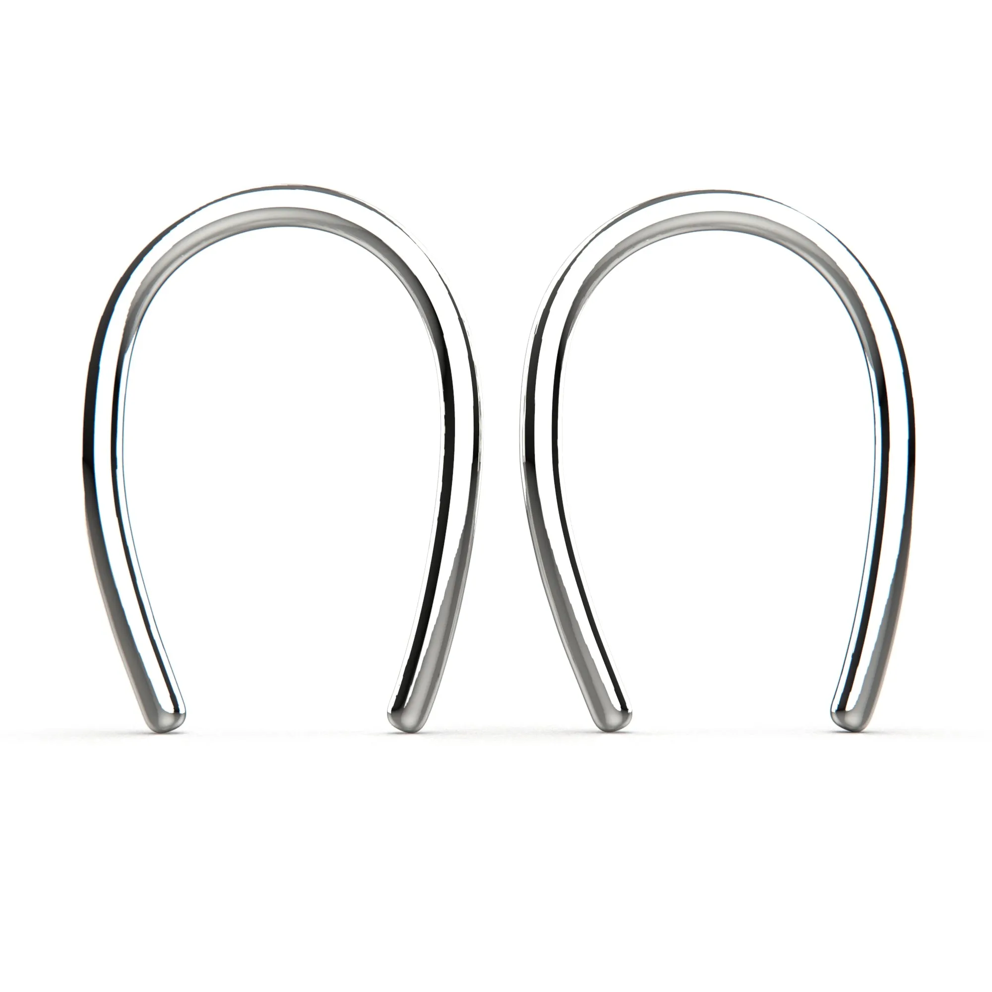 Tiny Horseshoe Pull Through Hoop Earrings