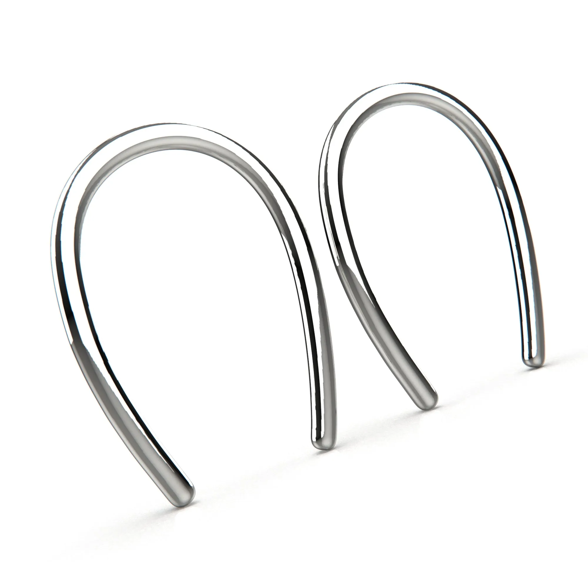 Tiny Horseshoe Pull Through Hoop Earrings