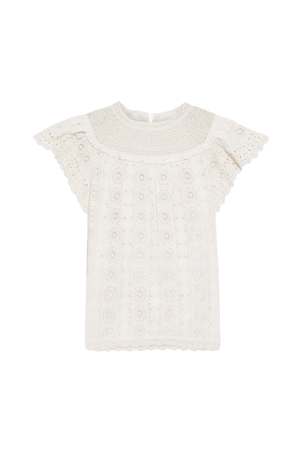 Ulla Johnson Cream Crocheted Lace-trimmed Broderie Anglaise Cotton Top BNWT UK 10